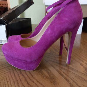 Purple Suede Platform Heels